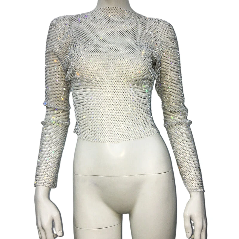 2025, Sommer-Damen-T-Shirt, Temperament, glänzende Strasssteine, 1906 Singapur, O-Ausschnitt, helles Sternenlicht-Bottom-Shirt für Damen – Detail 9