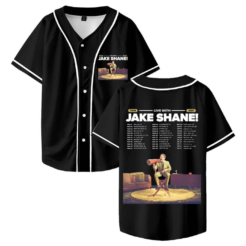 

Бейсбольный трикотаж Jake Shane Live Tour 2025, модная уличная футболка, летняя мужская/женская футболка