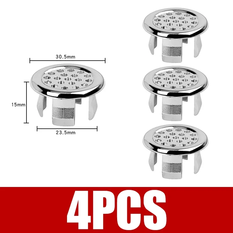 4PCS Kunststoff Bad Küche Becken Waschbecken Überlauf Abdeckung Ring Einsatz Ersatz Chrom Loch Runde Ablauf Kappe Becken Zubehör