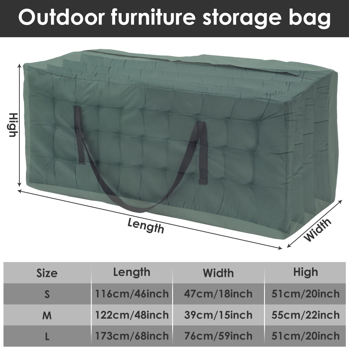 Black Large Waterproof Storage Bag Zipper Dustproof Protective Cover Furniture Cushion Outdoor Garden Christmas Tree Storage Bag