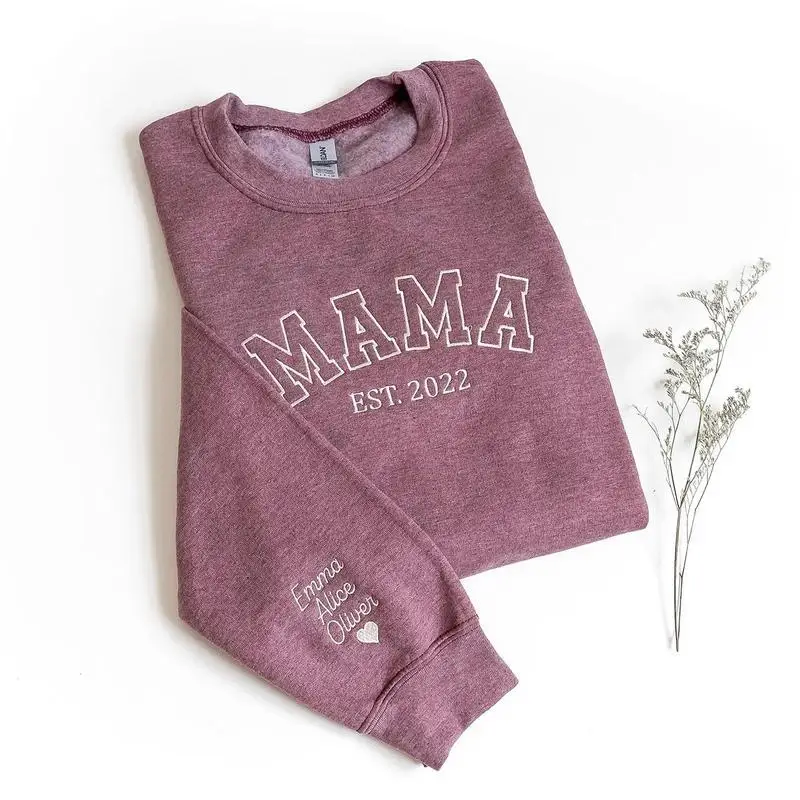 

Mother's Day Embroidered Hoodie Women's Sweatshirt Spring 2026 Non-deformable Comfortable Fit Animal Patterned Hoodie