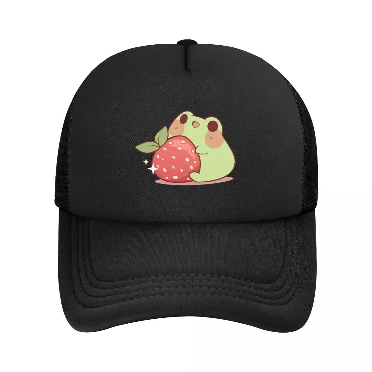 

Frog With Strawberry Mesh Baseball Caps Snapback Fashion Hats Breathable Casual Casquette Outdoor Unisex