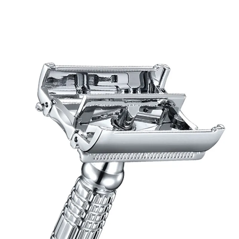 ماكينة حلاقة آمنة بحافة مزدوجة على شكل فراشة، ماكينة حلاقة اللحية، حلاقة رطبة، مفتوحة للرجال والنساء مع شفرة