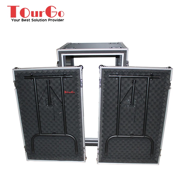 Caixa de rack vertical à prova de choque 18U 20 '' de profundidade com mesas laterais e rodízios