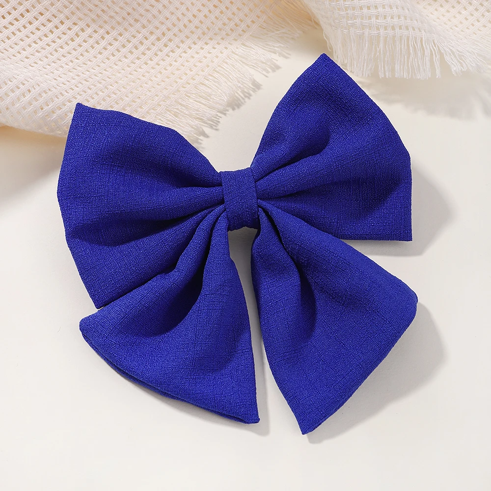 2Pcs Solid Color Cotton Hair Bows With Clip For Children Girls Handmade Hairpins Barrettes Headwear Kids Hair Accessories Gifts