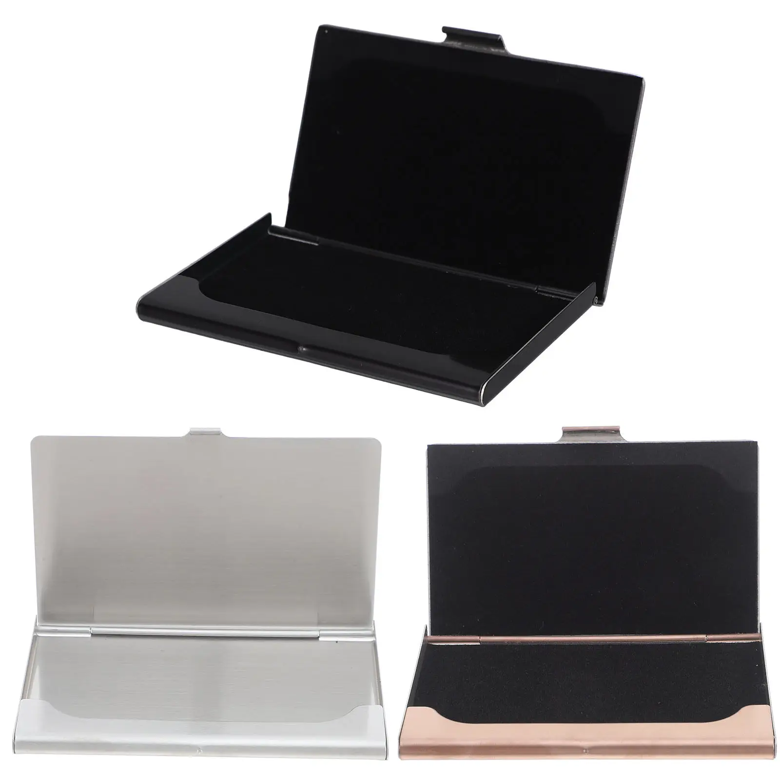 3Pcs Stainless Steel Business Card Holder Slim Minimalist Metal Name Card Case Portable Executive Organizer for Office Travel