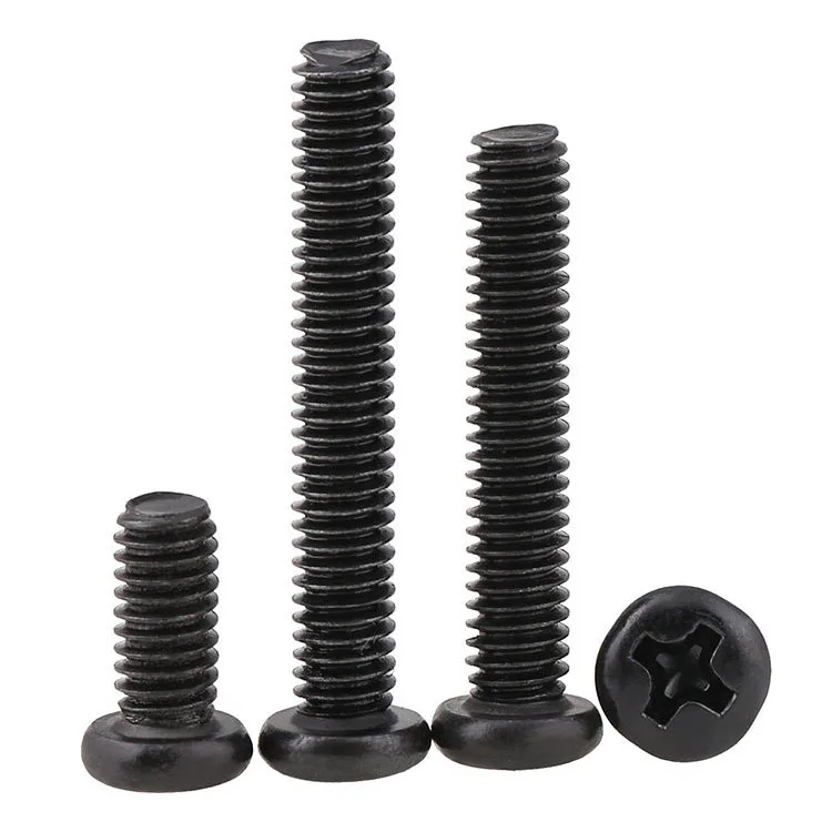 10~500Pcs Black Carbon Steel Round Head Cross Screw M1 M1.2 M1.4 M1.6 M1.7~M6 Recessed Phillips Pan Head Electronic Small Screw
