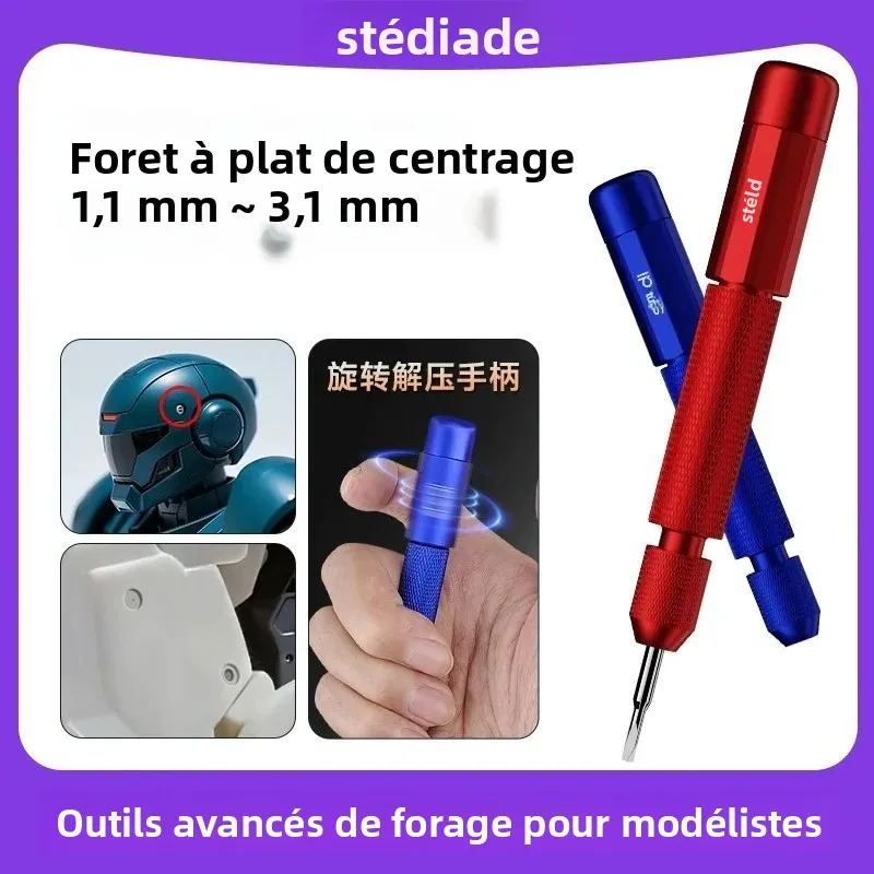 Perceuse à main de précision Stedi MS-25 avec poignée en carbure de tungstène, forets de 1,1 mm à 3,1 mm pour le perçage de modèles Gundam, outil de bricolage pour le modelisme
