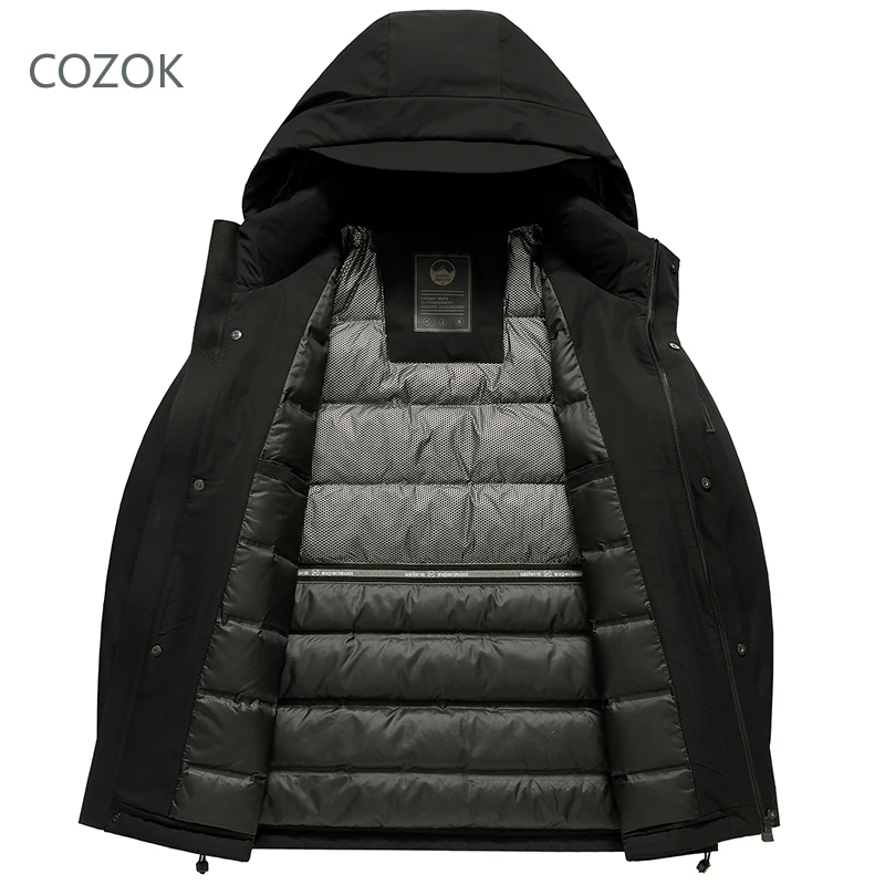 Cozok Heren Donsjack Eendendendons Vulling Capuchon Designer Kleding Heren Gewatteerd Jack Warm Man Winterjas Heren Kleding