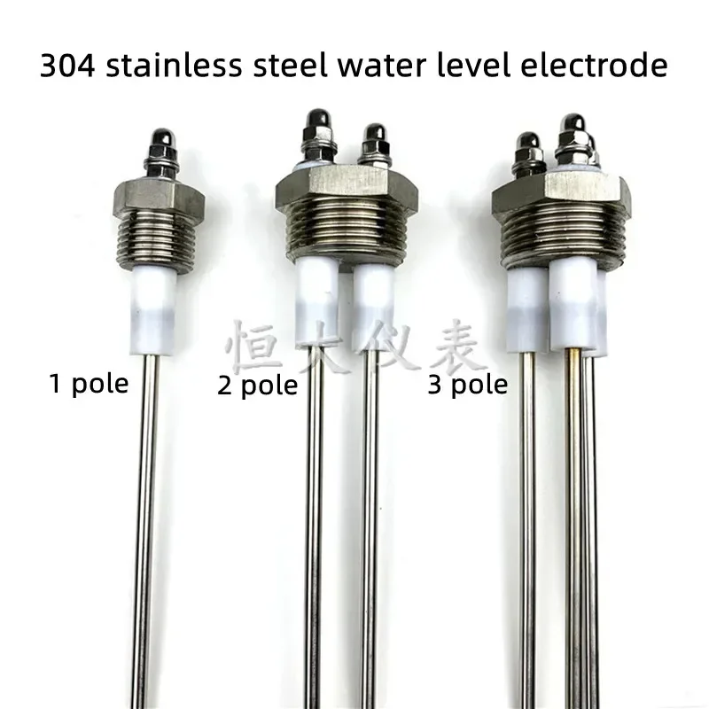 Boiler water level electrode, 304 stainless steel water level electrode, 3-pole G1 thread water level sensor, 2pcs / 1 package