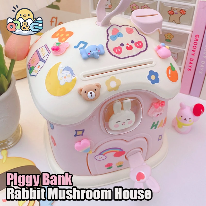 

Rabbit Mushroom House Piggy Bank Children's Piggy Bank Can Be Stored In Large Capacity Storage Boxes Cute Creative Gift for Kids