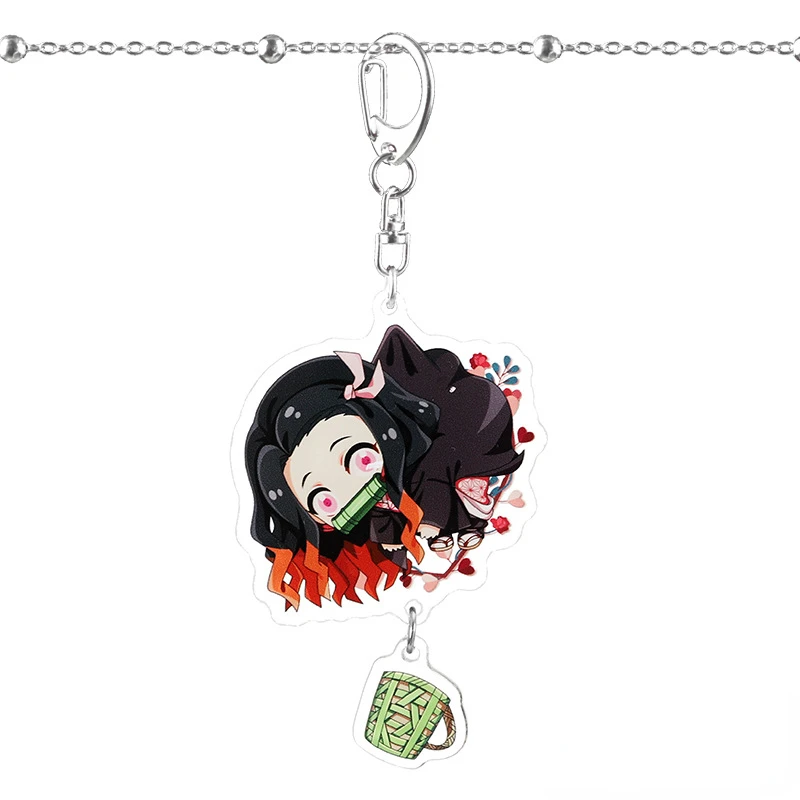 Dämonen töter Kimetsu no Yaiba Schlüssel anhänger doppelseitige Schlüssel bund Cosplay Acryl Anhänger hängen Ornament