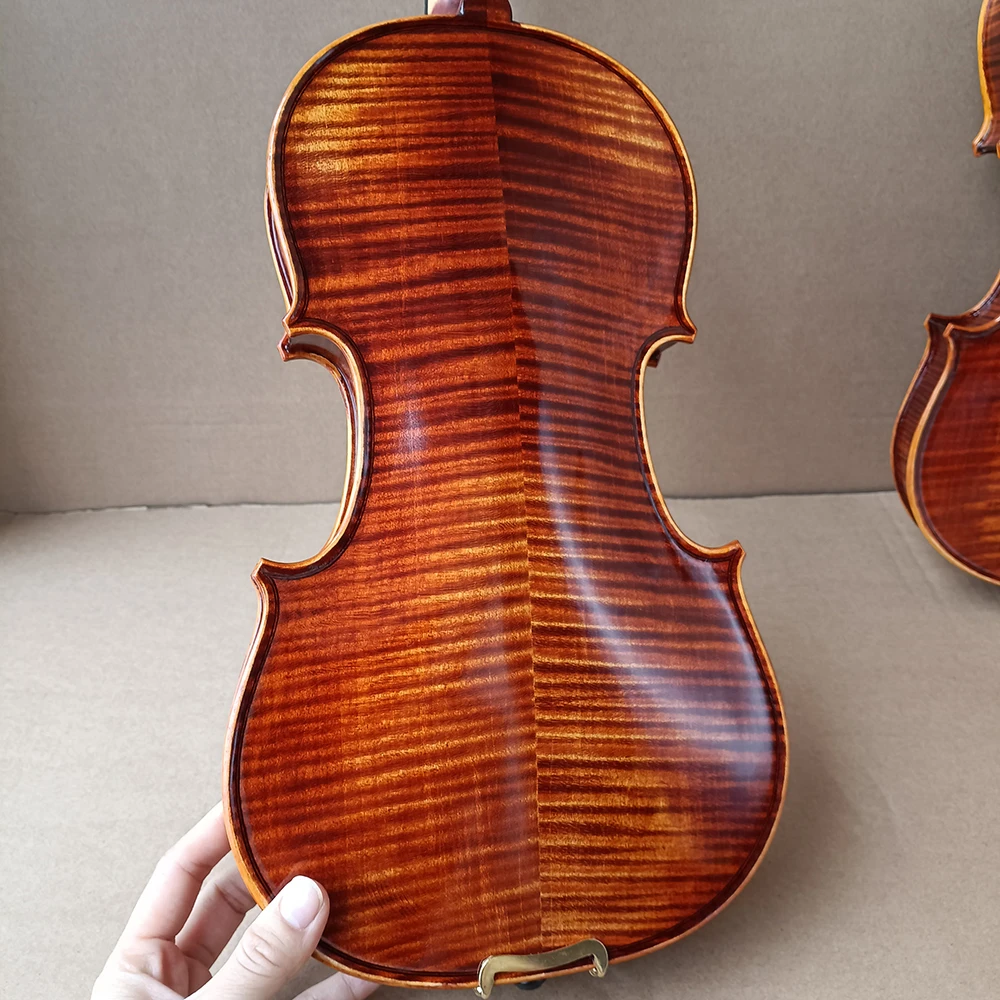 Rich flames Maple！strong tone！100% handmade violin 4/4 1/2 professional Musical Instrume violino with case bow free shipping