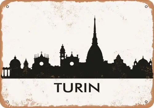 Metal Sign - Turin Skyline - Vintage Look