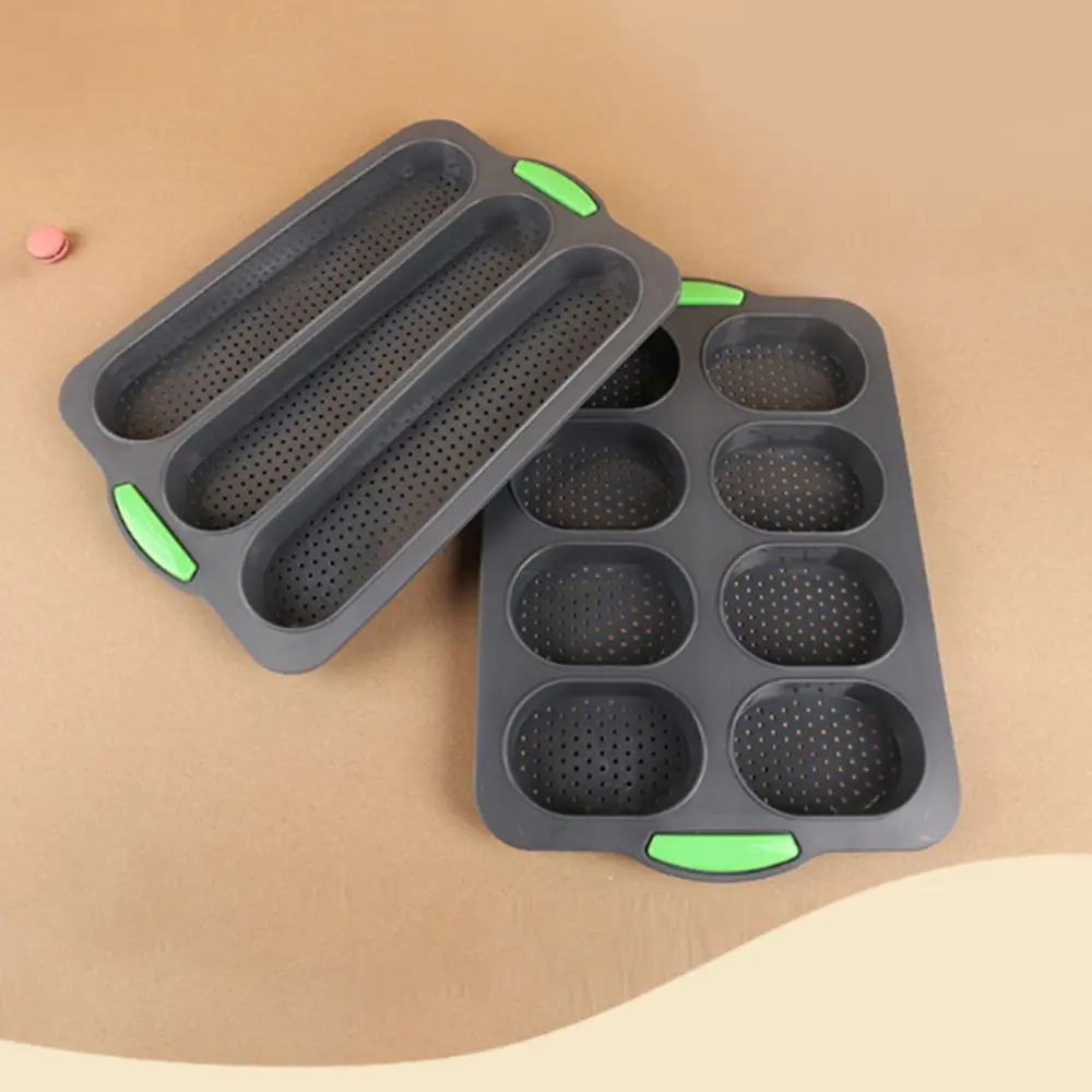 

3/8 Grids Baking Mould Tray Non-Stick DIY Bread Pastry Mold Reusable Large Capacity Long Stick Bread Baking Tray Pastry Utensil