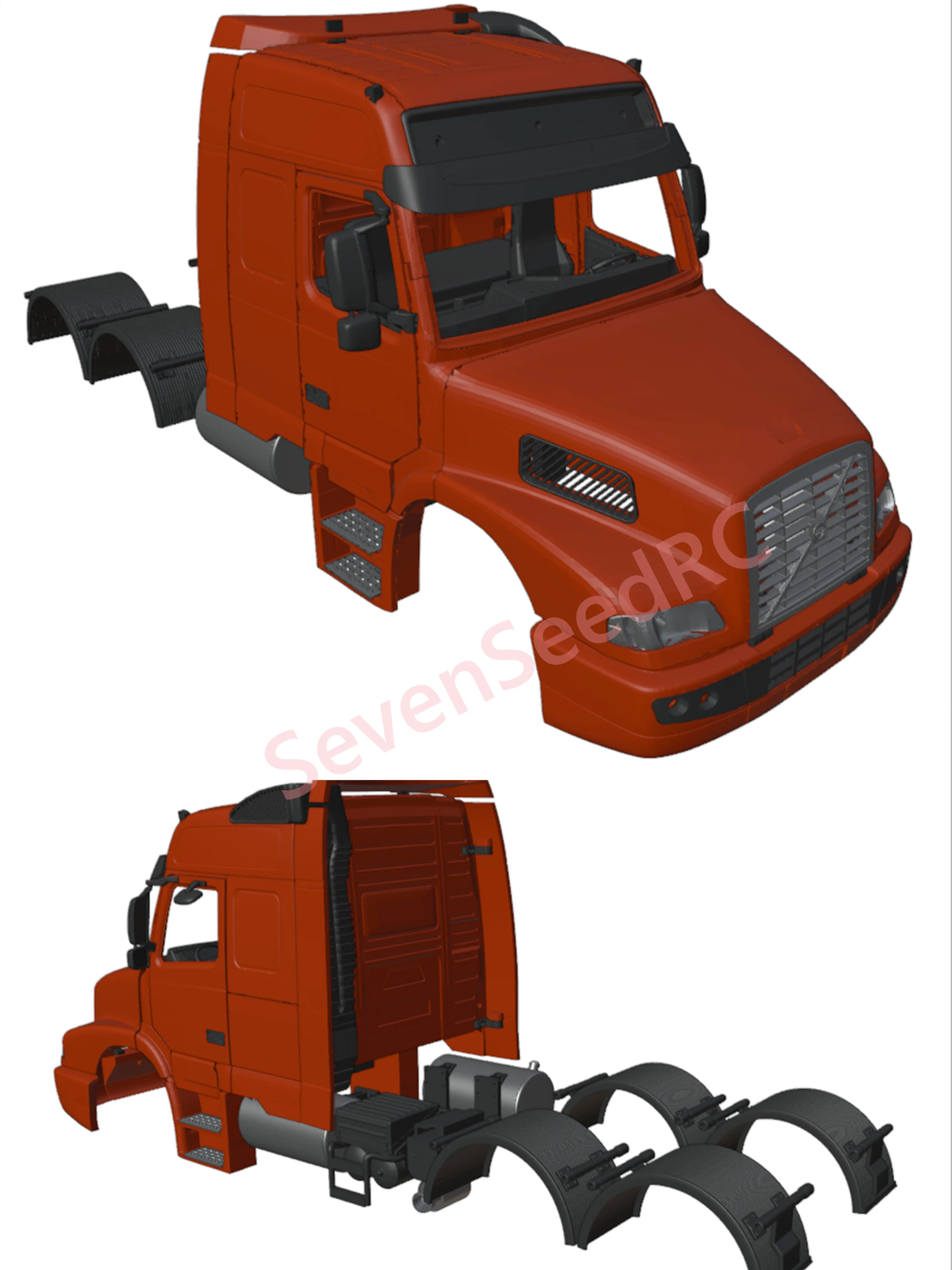 3d Printed Truck Volvo NH 12 1/14 Fmx Static Dot Model JDM Tamiya Lesu Lxy Scaleclub SCX10 trx6 Crossrc nt jt4