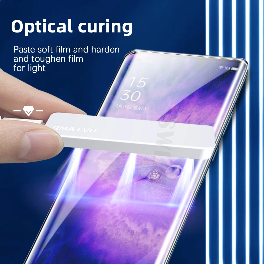 4Pcs full cover For OPPO reno 9 6 5 4 3 A1 pro plus UV light curing protective film Find X5 X2 X3 Not Glass screen protector