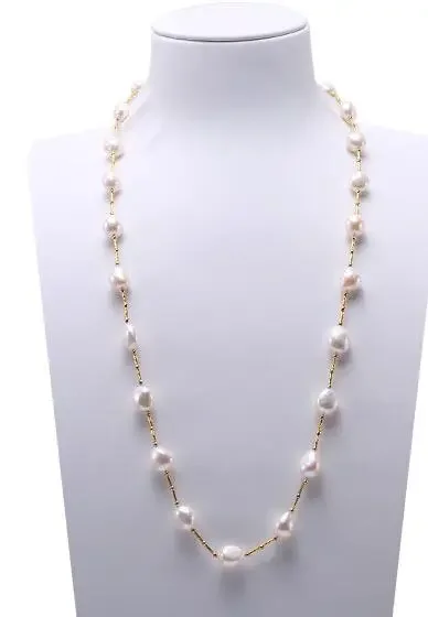 

free shipping Unique White Baroque Pearl Necklace in Sterling Silver