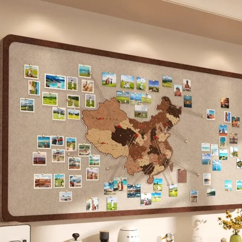 Felt Map Photo Wall Travel Footprints Instagrammable No Punch Holes Living Room Decor Living Room Photo Wall Background Board