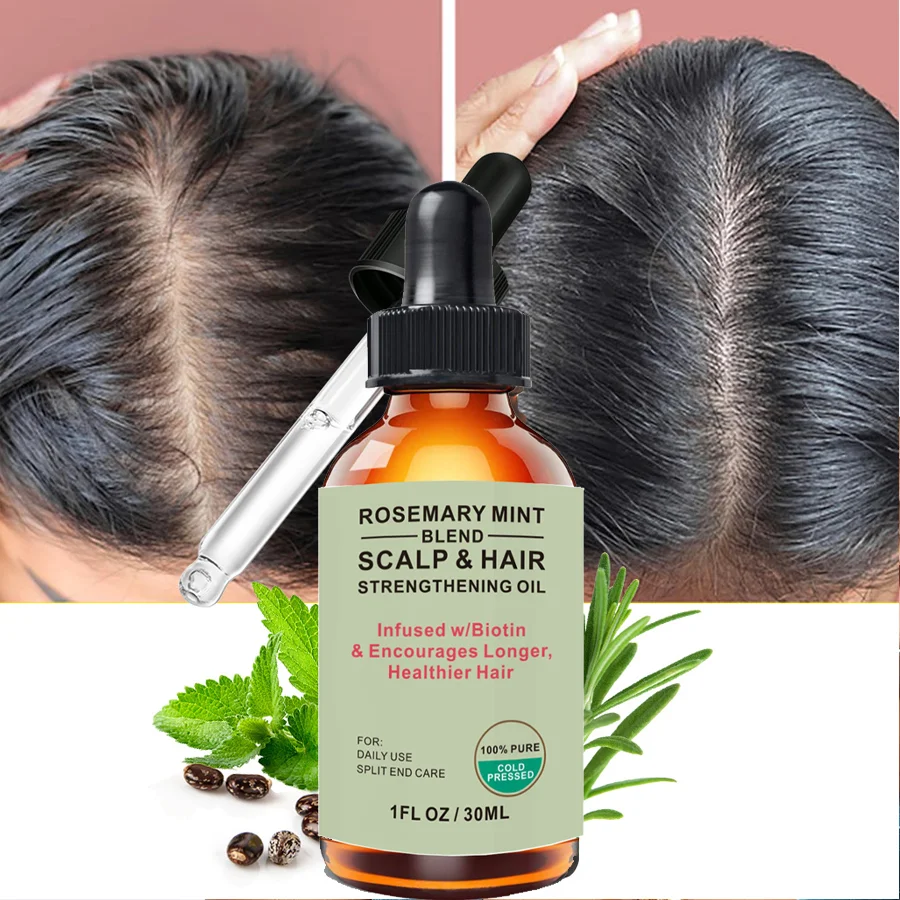 

Rosemary Mint Hair Growth Oil Preventing Hair Dryness Split Moisturizing Gentle Nourishing Soft Glossy Organics Hair Care Oil