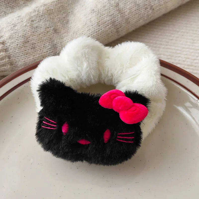 6 pçs kawaii para hellokitty acessórios de cabelo de pelúcia faixas de cabelo anime corda de cabelo alta elástica bandana para meninas presentes para crianças