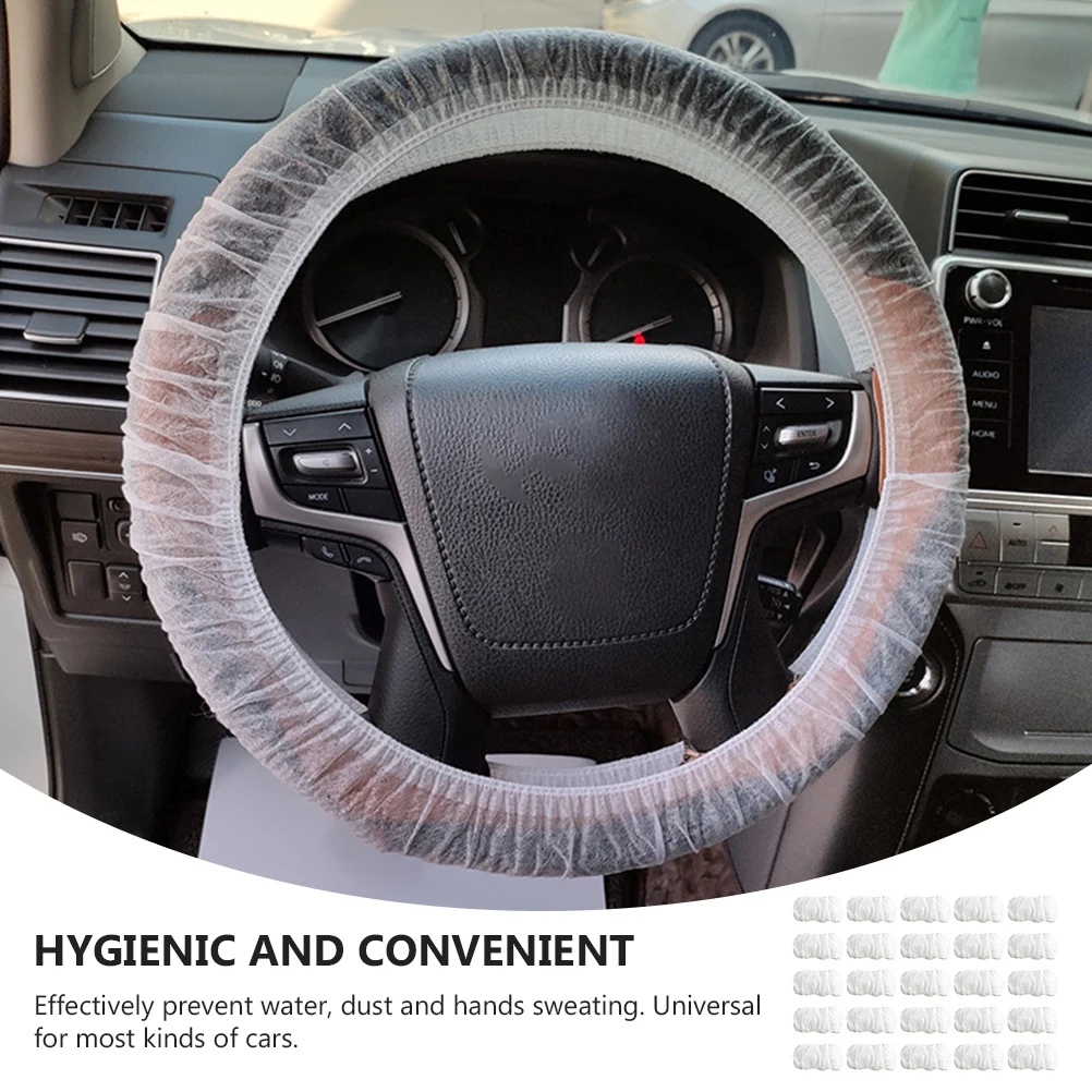 

100pcs Steering Wheel Covers Elastic Non-slip Non-woven Fabric Protectors Disposable Car Beauty Maintenance Sleeve