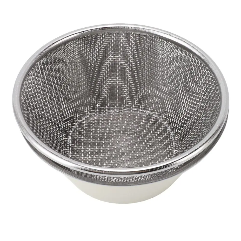 Stainless Steel Colander with Bowl Microporous Structure Multifunctional Design Rice Strainer Beige Silver Dishwasher Safe