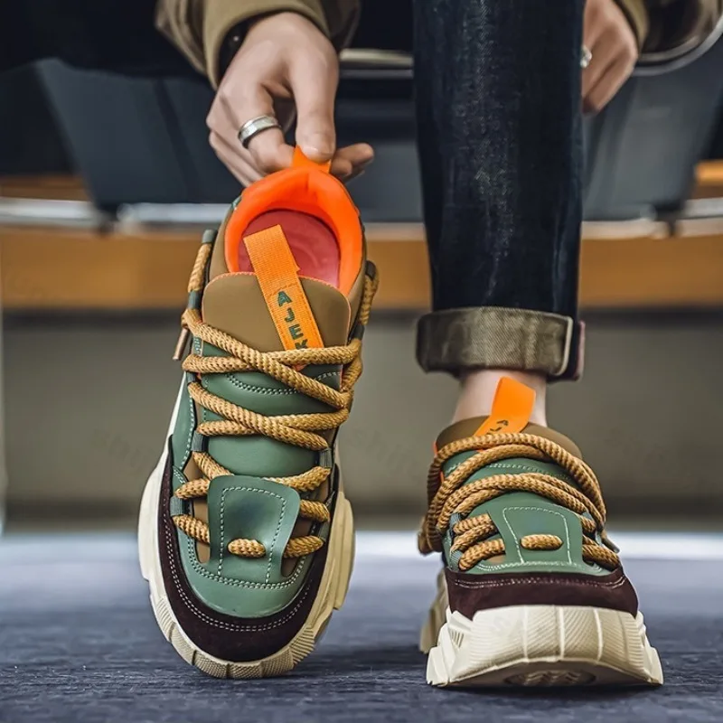 

2025 Spring Sports Casual Shoes Men's Fashion Trendy Breathable Comfortable Thick Soled Shoes Low Top Versatile Chunky sneakers