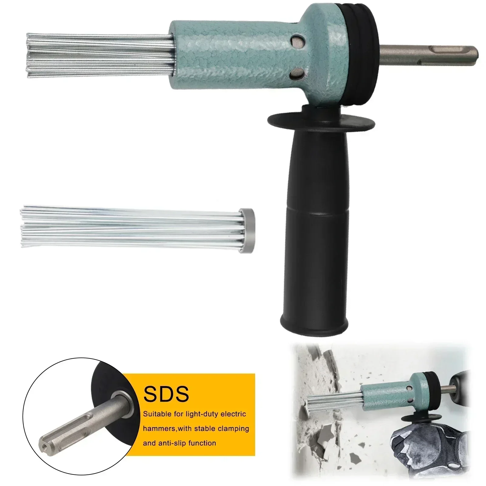 

SDS Shank Hardened Steel Needle Scaler Adapter For Electric Hammer Rust Remover And Concrete Drilling Tool With 18 Needles