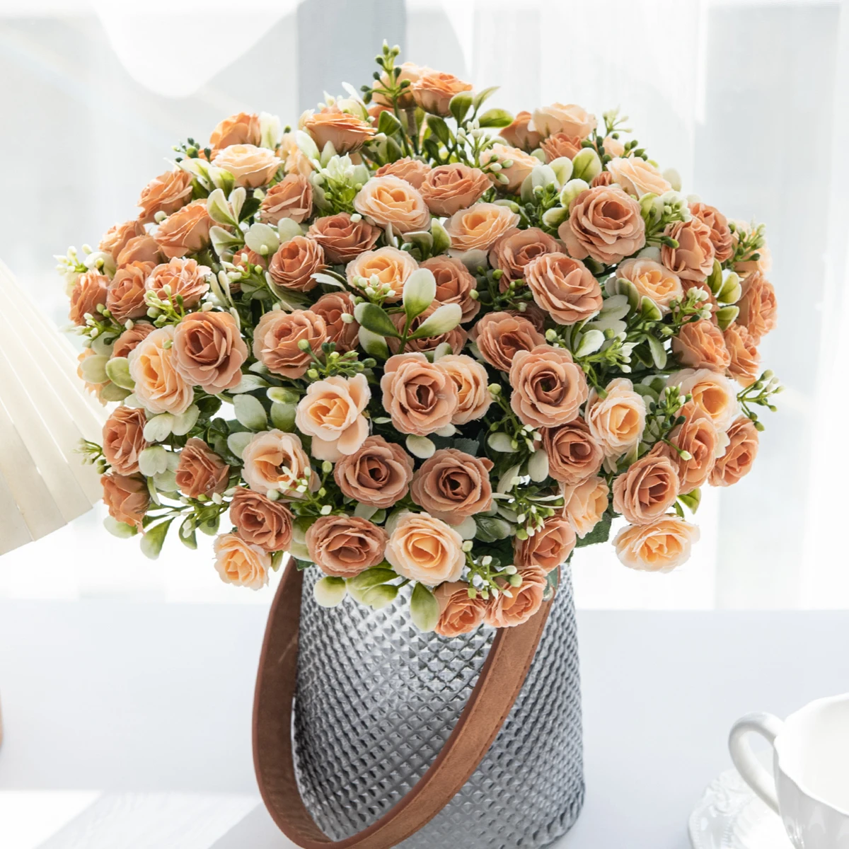 Künstliche Blumen Seidenrosen Hochzeits-Brautstrauß Heimtisch Outdoor-Garten Bogenbogen UV-Beständig DIY-Geschenk Raumdekoration – Detail 3