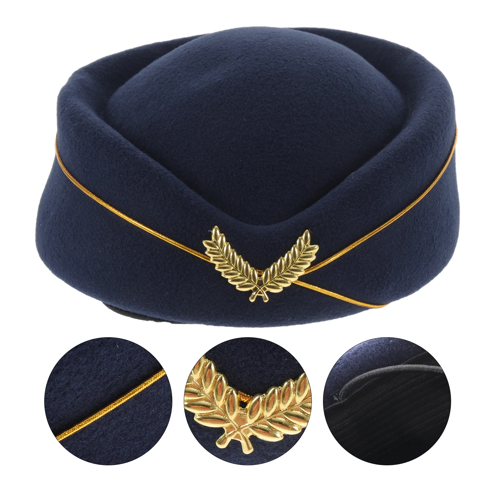 

Stewardess Hat Airline Attendant Cosplay Costume Headwear Flight Uniform Party Decor Halloween Role Play Accessory