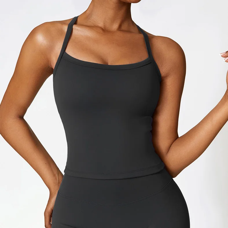 SHINBENE Women's Longline Wirefree Sports Bra Padded Strappy Yoga Crop Tank Top for Fitness And Exercise