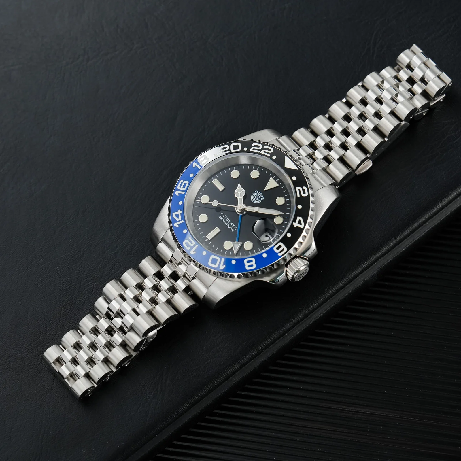 Watchdives WD16760 GMT Watch NH34 Automatic Movement Sapphire Luminous Watches Stainless Steel 300m Waterproof Wristwatch