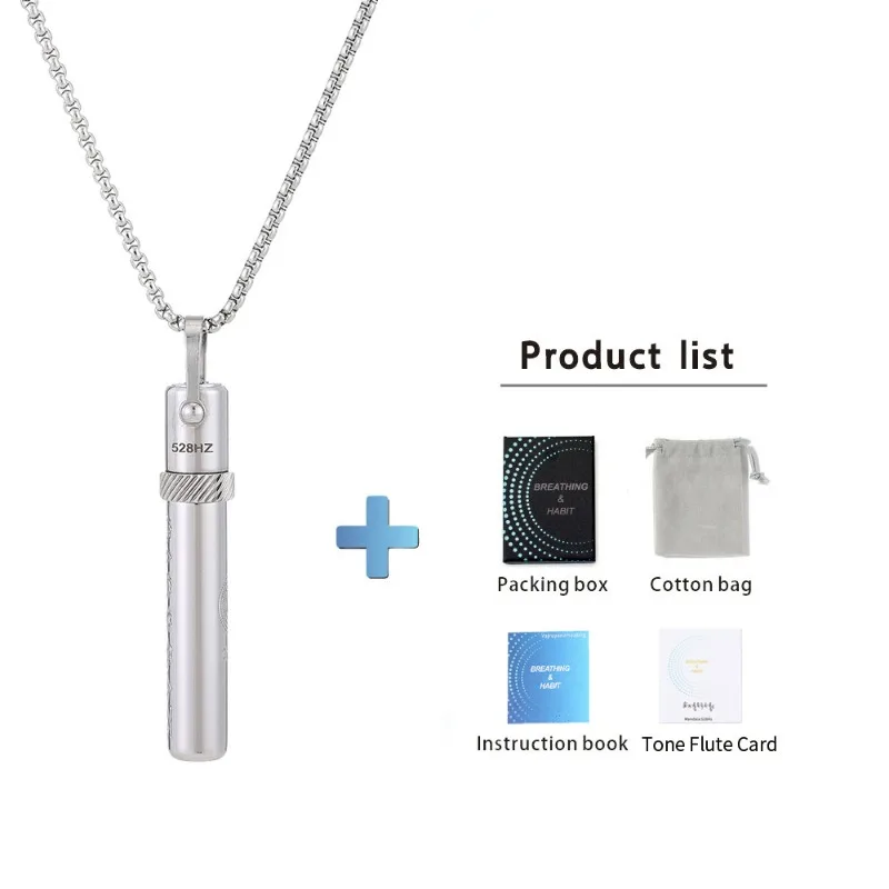 

528Hz Low-frequency Whistle Sound Healing Meditation Breathing Decompression Whistles Stainless Steel Mindfulness Pendant