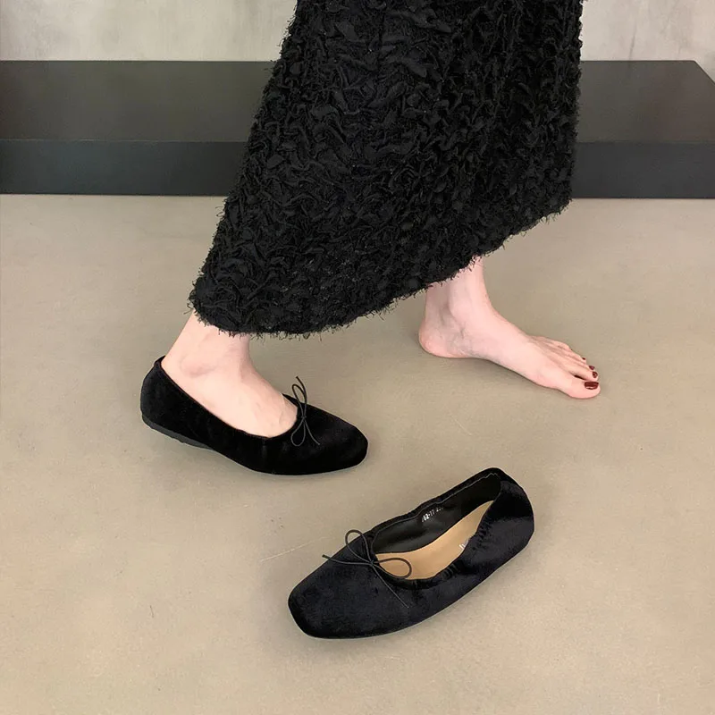 Damen-Schmetterlingsknoten-Ballerinas, flache, lässige, modische Seiden-Ballerinas für Frauen, Tanzschuhe, Frühling/Herbst, neu – Detail 2