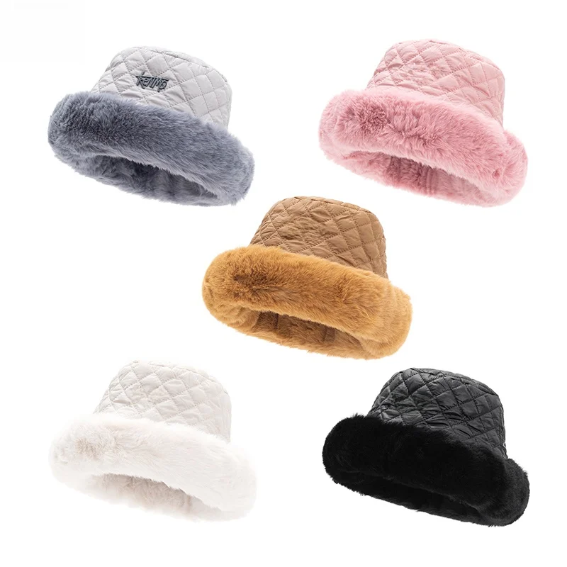 kenmo-furry-thiened-down-cotton-fiing-cap-inverno-caldo-logo-in-metallo-cappello-con-motivo-a-diamante-street-sle-ex-cappello-da-viaggio-per-giovani