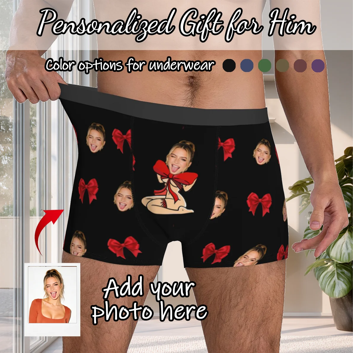 

Персонализированное нижнее белье с фото на заказ, мужские трусы-боксеры, подарок на день рождения для мужа, подарок на годовщину для папы