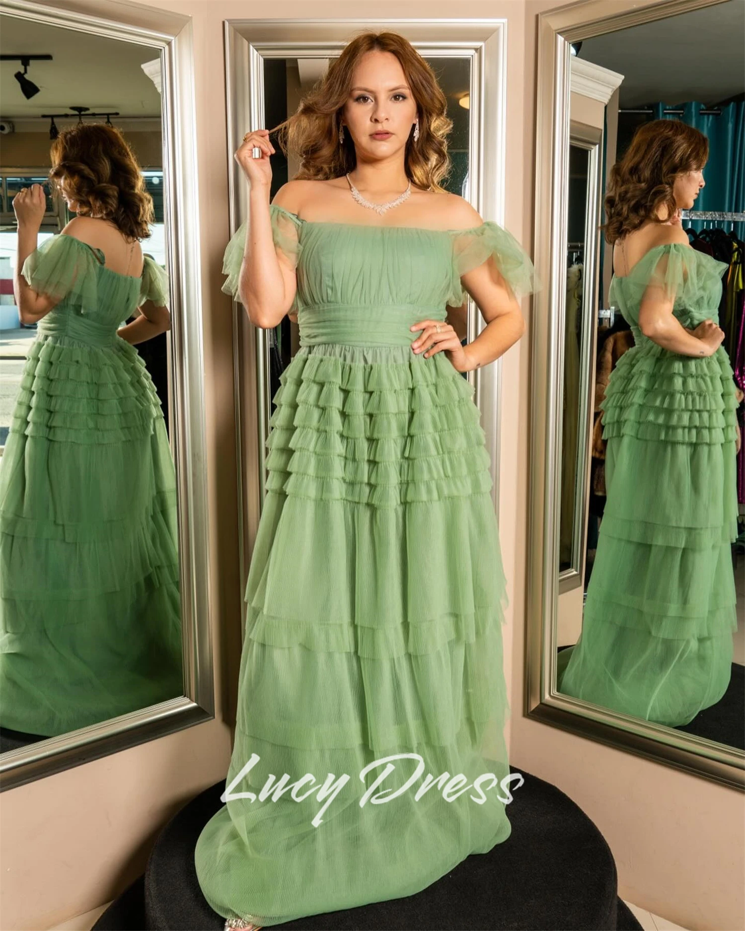 Lucy Aangepaste Afstudeerjurk Damesjurken voor speciale gelegenheden Groene baljurken Bruiloftsjurk Sharon Happy Dresses