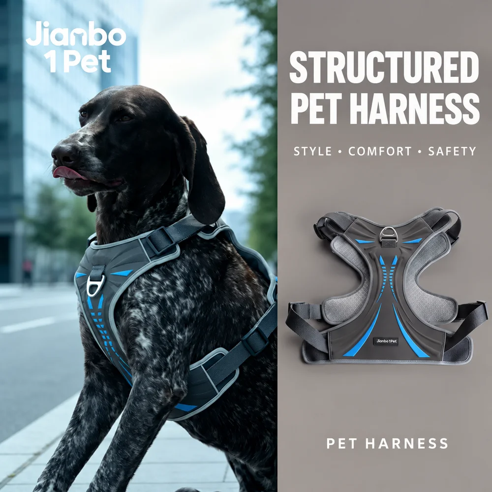 JIANBO 1 PET Adjustable Reflective Dog Harness, Water-Resistant Breathable Vest With Aerospace Aluminum Buckle For Walking