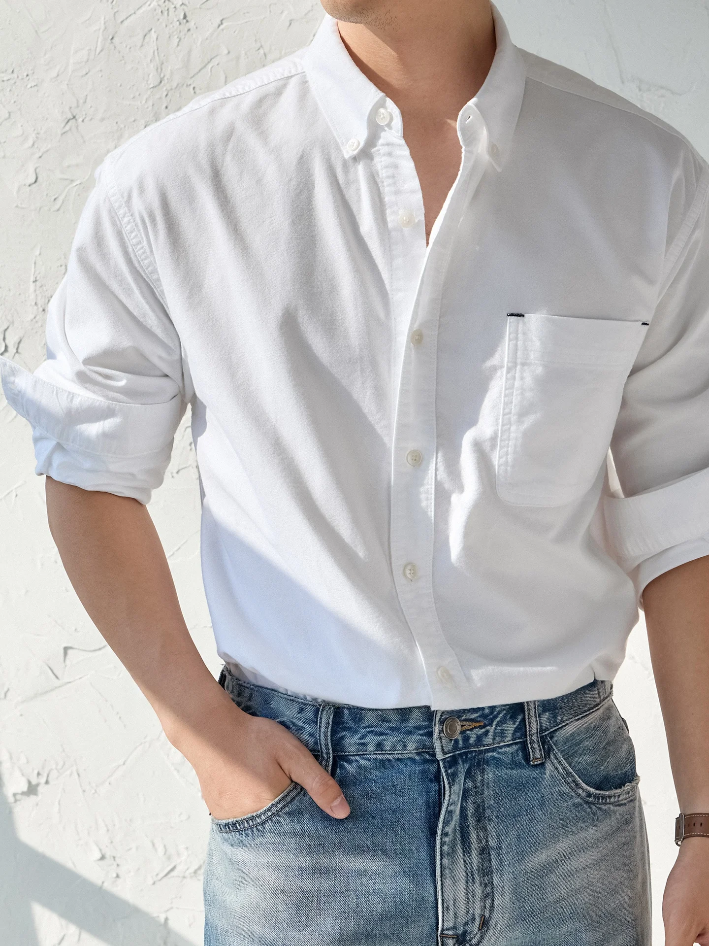Camisa de Manga Larga de Tela  - Oxford Cotton Casual Shirt Business reseña y precio