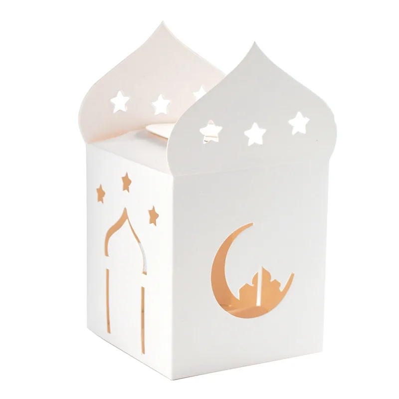 10pcs Ramadan Candy Boxes Hollow Star Moon Eid Mubarak Cookie Gifts Packaging Boxes Islamic Muslim Kareem Decorations Supplies