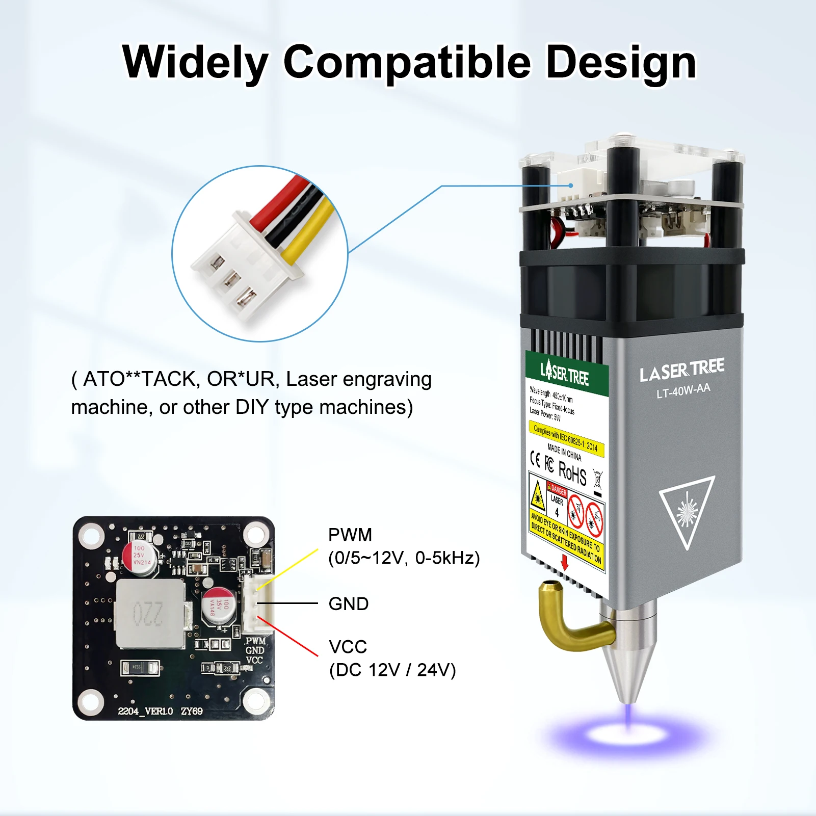 Imagem -03 - Laser Tree-optical Power Laser Head Air Assist e Bomba de ar para Cnc Laser Gravação Máquina de Corte Ferramenta Faça Você Mesmo 10w 20w 30w 40w