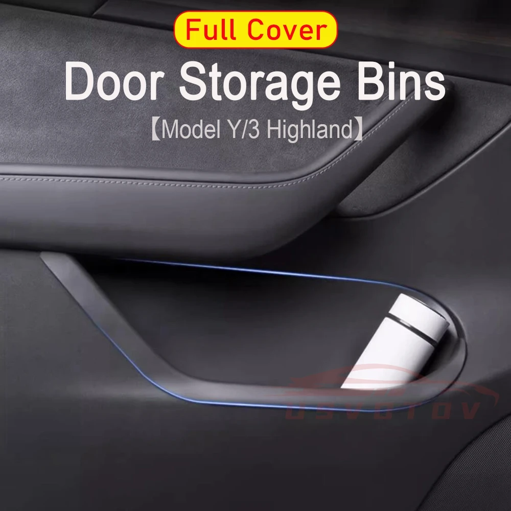 Door Storage Box Handle Side Pocket Protect Liner Center Console Organizer Bin for Tesla Model Y 2024-2020 Model 3 Highland 2024