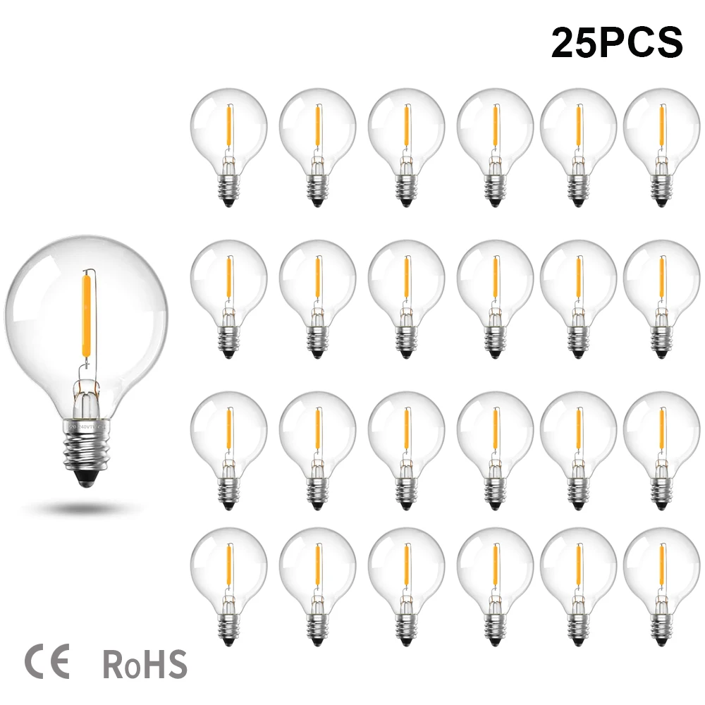 

G40 Led Replacement Light Bulbs Vintage Glass 1W E12 220V Equvalent 5W Incandescent Decorative LED Light Bulbs for String Light