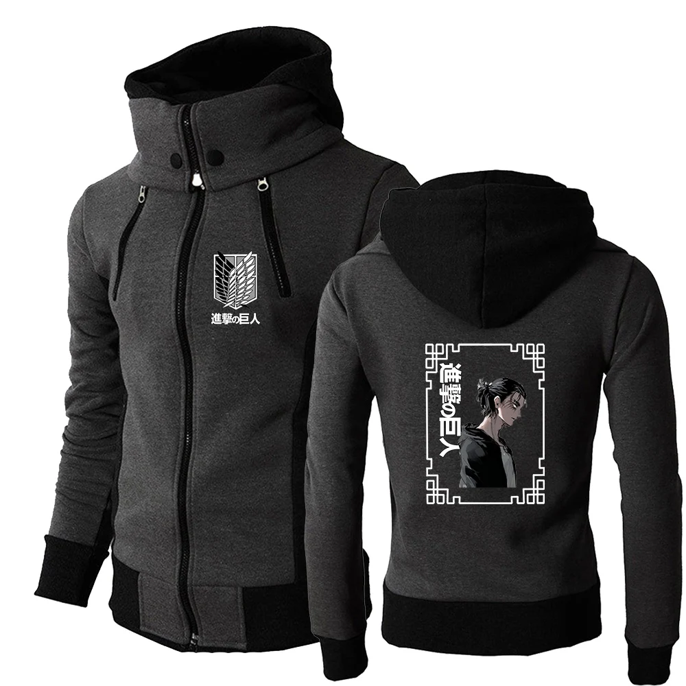 

2023 New Men's Fashion Attack on Titan Printing Zipper Hoodies Leisure Fitness Solid Color Cotton Long Sleeve Sweatshirts Coat