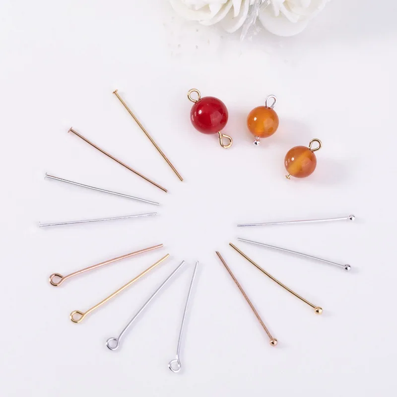 (5214)50PCS 20MM 25MM 30MM 35MM 24K Gold Color Ball Pins Bead Pins Connector High Quality Jewelry Making Findings Accessories