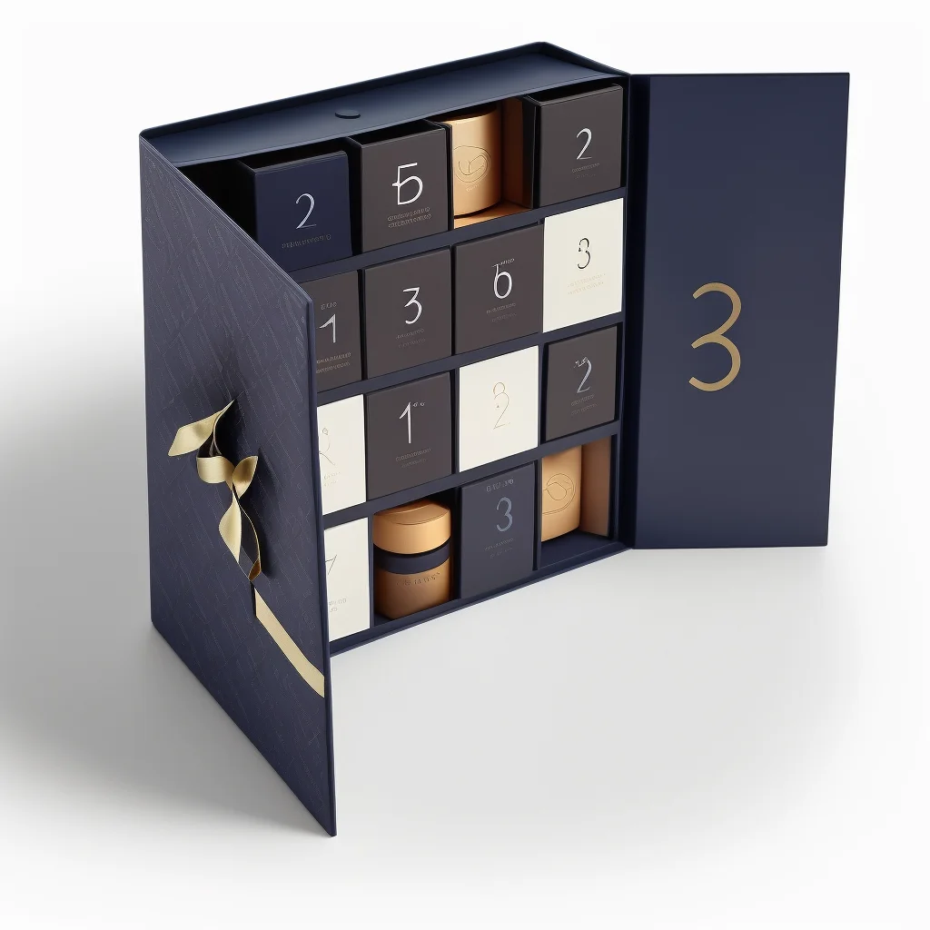 Customization.Advent Calendar Box Luxury Custom Rigid Cardboard Christmas Countdown Empty 12 Days Advent Calendar Box