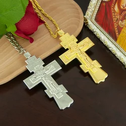 Orthodox Jesus Cross Pendant Necklace for Church Pastors Stunning Religious Ritual Supplies