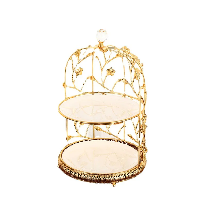 

Light luxury coffee table fruit plate ceramic double-layer fruit rack living room