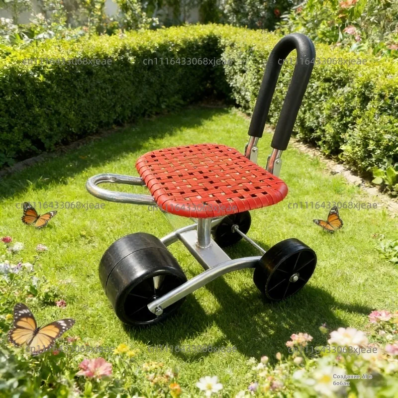Durable Garden Seat Cart Increase Efficiency Garden Rolling Work Seat Iron Labor Saving Adjustable For Farm